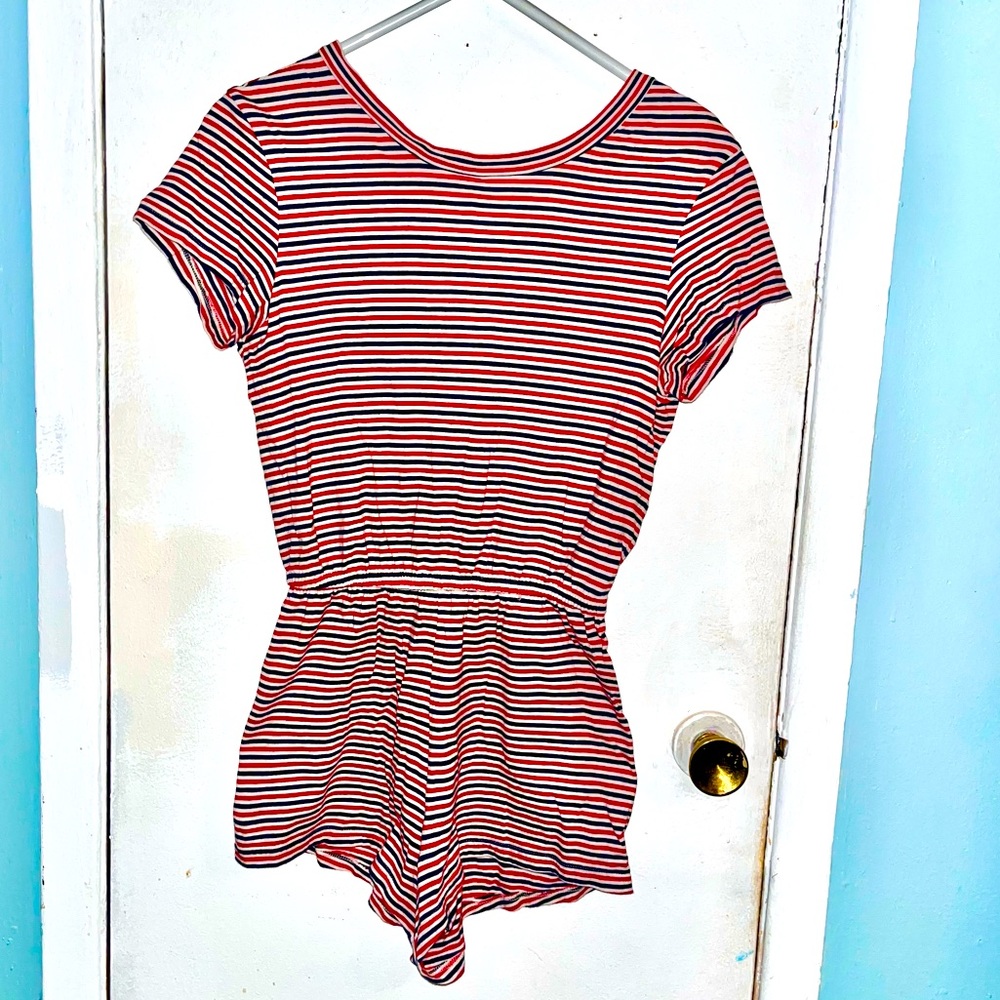 Red white and blue striped romper